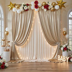 20x10FT Champagne Sequin Backdrop Curtain for Party - 4 Panels 5x10FT Wrinkle-Free Shimmer Drapes for Birthday, Wedding, Christmas, Decorations & Photography - Image 4