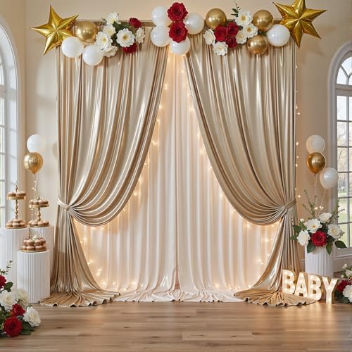 20x10FT Champagne Sequin Backdrop Curtain for Party - 4 Panels 5x10FT Wrinkle-Free Shimmer Drapes for Birthday, Wedding, Christmas, Decorations & Photography - Image 4