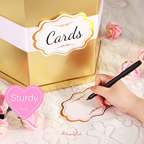 ROSEGLD Card Box, Gold Card Receiving Box with Ribbon 14x12x12 Inches - Image 3