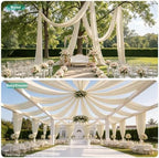 2 Panels 5ft(W) x 20ft(L) Beige Ceiling Drapes for Wedding Parties - Image 5