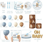 Bear Baby Shower Decorations,260pcs All-in-1 Blue Bear Party Decorations Plates and Napkins Cups Tablecloth Banner Backdrop for Boy Baby Shower Decorations - Image 7
