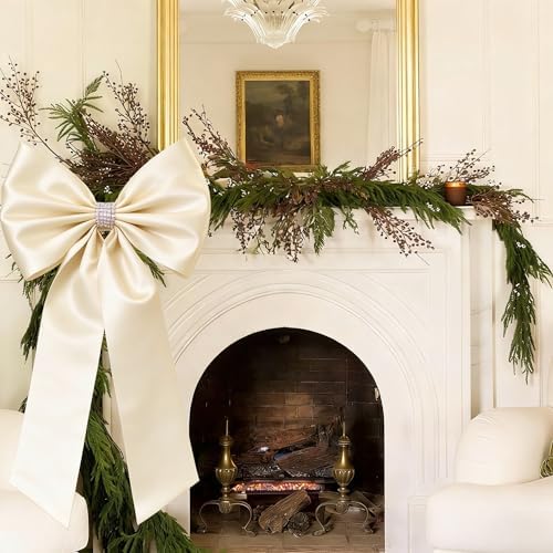 Meseey Giant Satin Bow 27x39 Inch Extra Large Decorative Bow for Christmas Tree Topper,Party,Home Wall,Baby Shower & Birthday Decor（Ivory - Image 2