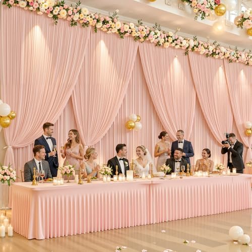 40ft x 10ft Wrinkle Free Blush Pink Wedding Backdrop Curtains for Party Bridal Shower Reception Decorations Blush Pink Fabric Curtain Backdrops Drapes for Photography Baby Shower Birthday Background by Tao-GePartyDecorations