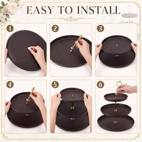 Thenshop 3 Pack 3 Tier Cupcake Stand, Faux Ebony Plastic Serving Tray - Image 3
