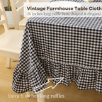 Black White Gingham Ruffled Table Cloth Rectangular 70"x52" - Image 4