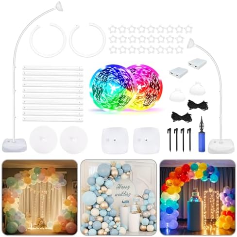 AerWo Lighted Balloon Arch Kit, Half Curved Balloon Arch Stand with Base by AerWo