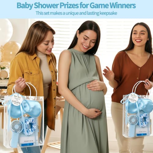 6 Set Summer Baby Shower Prizes for Game Winners, Blue Handheld Fan Favor - Image 6