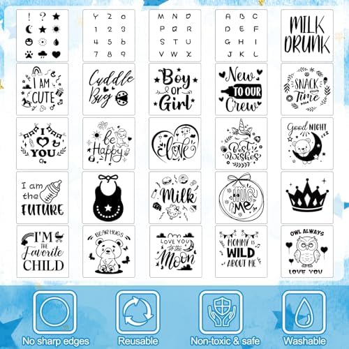 Panitay 100 Pcs White Baby Bodysuits Bibs Kit 25 Guests, Blue Bear - Image 4