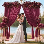 50x10ft Burgundy Backdrop Curtain for Wedding Parties Wrinkle Free Fabric Maroon Drapes Backdrop Decoration for Baby Shower Birthday Photography Decoration 10 Panels, 5ft x 10ft - Image 2