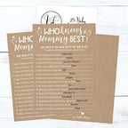 Hadley Designs Hilarious Baby Shower Games Set – 25 Who Knows Mommy Best Baby Shower Game, Gender Neutral and Fun for Boys & Girls (Rustic) (Pack of 2) - Image 2