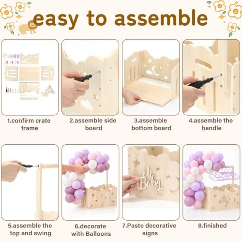 Purple, Wooden Baby Shower Crate Closet,Hollow - Image 4