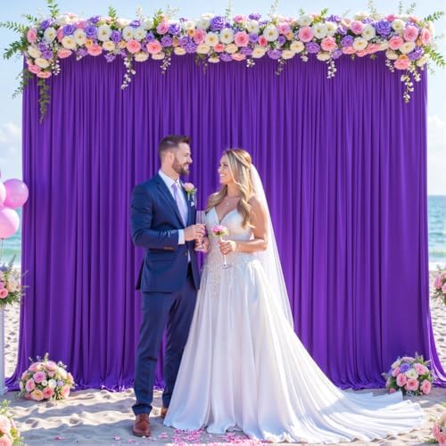 10x10 Purple Backdrop Curtain for Parties Wedding Wrinkle Free Purple Photo Curtains Backdrop Drapes Fabric Decoration for Birthday Party Photography 5ft x 10ft,2 Panels by Tao-GePartyDecorations