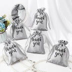 Roowest 4 x 6 Inch 100 Pcs Thank You Satin Gift Bags, Silver - Image 4