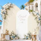 Set of 3 Arch Backdrop Covers Stretchy Spandex White Beige for Boho Wedding - Image 3