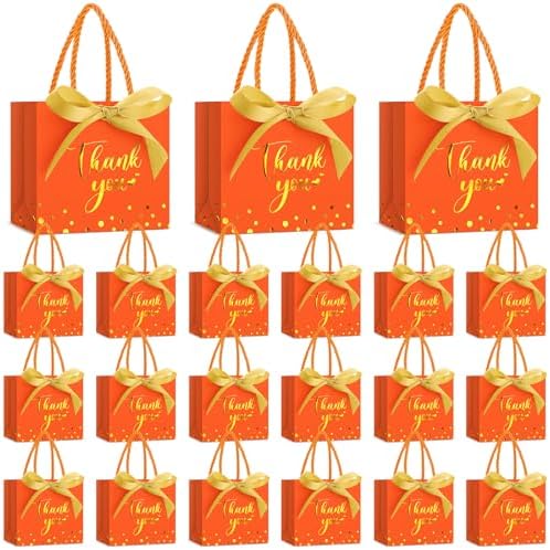 Jetec 45 Pcs Mini Thank You Gift Bag with Handle, Orange/gold by Jetec