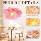 10 Pcs Giant Paper Flowers Decoration for Bulb 15.7 Inch, Dark - Image 3