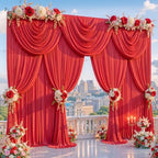 40x15ft Red Backdrop Curtains for Parties Wrinkle Free Fabric Backdrop Curtain Birthday Photo Drapes Backdrop for Wedding Baby Shower Bridal Shower Photography Stage Back Drop 8 Panels 5x15FT - Image 4