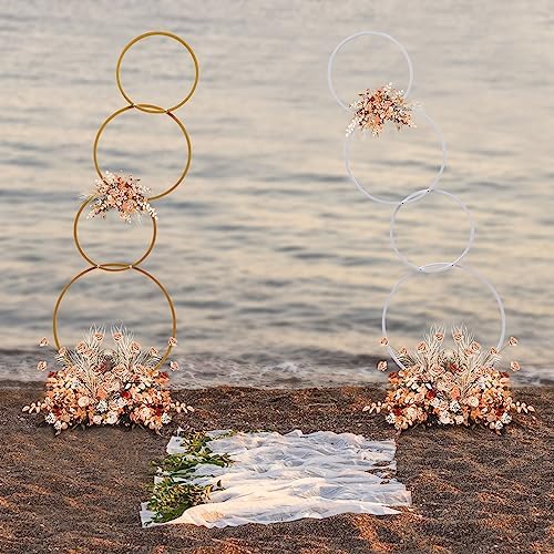 5.02Ft High Wedding Round Hoop Backdrop Stand, Detachable 4 Tier Gold Metal Wedding Arch for Photo Booth Background, Aisle Decor, Stage Display, Party, Birthday (US Stock) (Gold) - Image 7