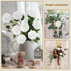 100 PCS White Artificial Flowers Realistic Roses - Real Looking Fake Roses with Bentable Stem for DIY Wedding Bouquets Centerpieces Bridal Shower Party Home Romantic Decorations (White) - Image 5