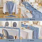 Fanami 6 Pack Cheesecloth Table Runner -10FT Dusty Blue Boho Gauze Cheese Cloth Table Runner 120 Inches Long Rustic Sheer Fabric Centerpieces for Wedding Birthday Party Bridal Baby Shower Decorations - Image 6