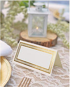 JAM PAPER Foldover Wedding Table Place Cards - 2 x 4 1/4 - White with Gold Triple Border - 100/Pack - Image 2