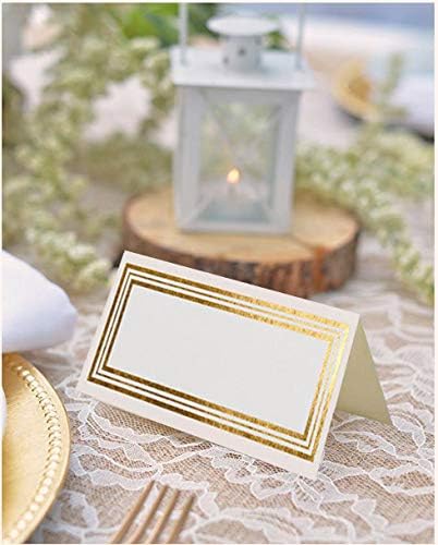 JAM PAPER Foldover Wedding Table Place Cards - 2 x 4 1/4 - White with Gold Triple Border - 100/Pack - Image 2