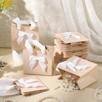 Kolldenn 50 Pcs Small Light Pink Gift Bags Bulk with Bow Ribbon Handles - Image 4