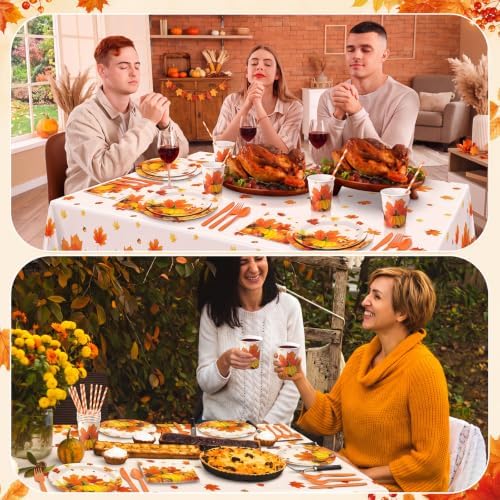 Ceenna 452 Pcs Fall Party Supplies Plates Napkins Cups Tablecloth Serves 50 - Image 5