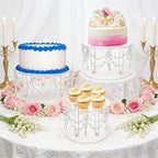 3Pcs Acrylic Cake Stand Set w/ Crystal Pendants,7.9/9.8/12.6 Inch - Image 5