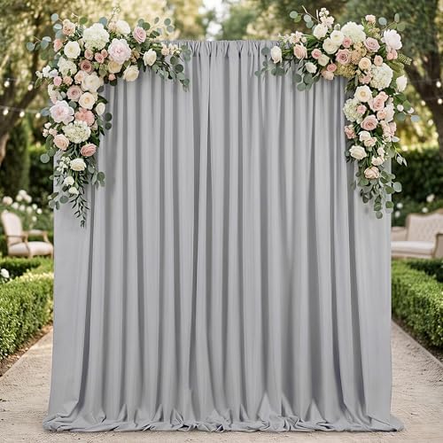 Grey Backdrop Curtains 20ftx10ft Party Polyester Photo Drapes - Image 2