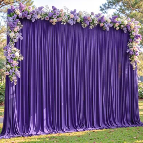 10x12ft Purple Backdrop Curtain Panels for Parties - Wrinkle Free Polyester Photo Curtain Backdrop Wedding Back Drop Fabric Drapes for Party Decorations Background for Photography - Image 2