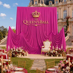 20ft x 15ft Hot Pink Backdrop Curtains for Wedding Parties, 4 Panels Extra Long Wrinkle Free Fabric Drapes Photo Backdrop for Baby Shower Birthday Stage Reception Lobby Decoration - Image 6