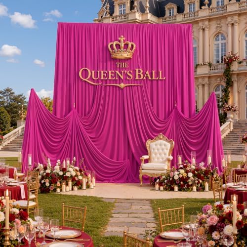 20ft x 15ft Hot Pink Backdrop Curtains for Wedding Parties, 4 Panels Extra Long Wrinkle Free Fabric Drapes Photo Backdrop for Baby Shower Birthday Stage Reception Lobby Decoration - Image 6