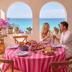 Tudomro Striped Tablecloth, Round, Red, Pink, 60'' X 60'' - Image 4