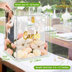 Acrylic Wedding Card Box with Picture Frame, Acrylic Card Box with Slot, Clear Gift for Wedding Reception Anniversary Graduation Birthday Party Baby Shower - Image 2