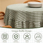Dark Green Plaid Ruffled Tablecloth 70" Round Farmhouse Checkered Gingham Table Cloth for Seat 4-6 Vintage Buffalo Plaid Decorative Table Cover for Picnic Dining Outdoor Kitchen - Image 6