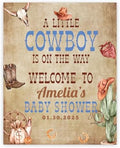 Andaz Press Wild West Cowboy Baby Shower Decorations, Personalized A Little Cowboy Baby Shower Sign, Custom Western Baby Shower Sign In Guest Book Alternative, 16"x20" Canvas Welcome Baby Shower Sign by AndazPress