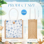 Abbylike 8 Pcs Ocean Seashell Beach Gift Bag Burlap Sea Shell Starfish Bow Party Favor Bags Coastal Reusable Canvas Goodie Candy Tote with Handle for Summer Wedding Sea Baby Shower Birthday Decor - Image 4