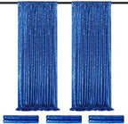 Royal Blue Curtain Panels Sequin Backdrop 6 Pieces 2ftx8ft Sparkly Curtain by QueenDream
