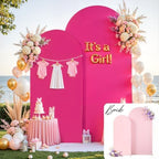 Hot Pink and Light Pink Arch Backdrop Cover 7.2FT 6FT Wedding Arch Covers Set of 2 Double-Color Arch Covers Stretchy Backdrop Spandex Fitted Fabric Backdrops for Party Baby Shower Birthday Decoration - Image 3