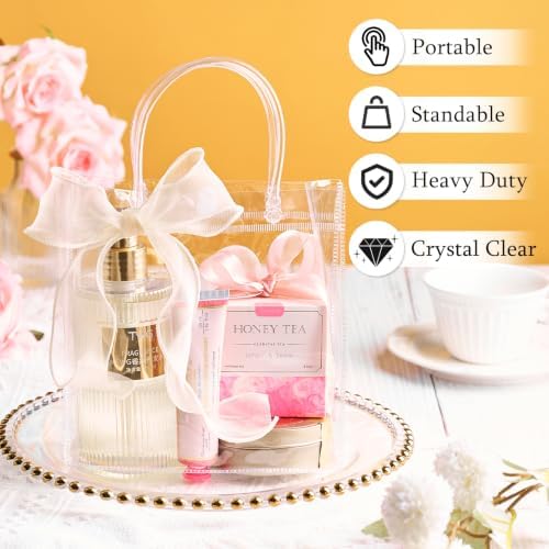 Ohuimrt 50 Pack 6.89" x 3.54" x 6.89" Clear Plastic Gift Bags with Handles - Image 4