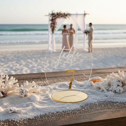 Wedding Table Number 1-20 with Stand,Gold Arched Acrylic Sign with Holder for Wedding Reception,Centerpiece,Anniversary - Image 5