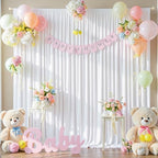 20ftx12ft Wrinkle Free White Backdrop Curtains for Parties, 4 Panels Silky Polyester Photo Backdrop Drapes 12FT Long Back Drop Cloth for Wedding Birthday Photography Background Decor - Image 6