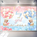 12x10 FT Gender Reveal Backdrop Blue Pink Bear Boy or Girl Background Sign Decorations Banner New Born Baby Shower Baptism Kids Birthday Party Photo Shoot Supplies Polyester by Unknown