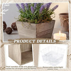 Dandat 4 Set 6 Inch Wooden Flower Box Rustic Table Centerpieces,Brown - Image 3