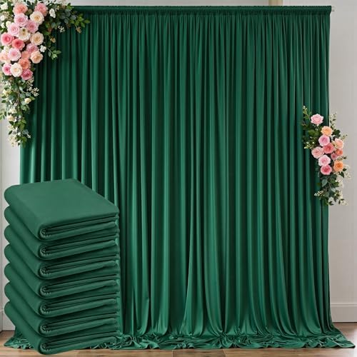 30 ft x 10 ft Wrinkle Free Hunter Green Backdrop Curtain for Parties, Polyester Dark Green Photo Backdrop Drapes 6 Panels 5x10ft for Baby Shower Wedding Birthday Party Photography Curtains by Outpain
