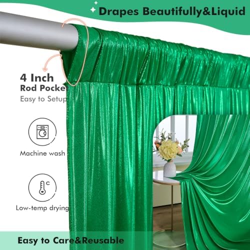 20ftx10ft Green Sequin Backdrop Curtain for Wedding Parties - Image 5