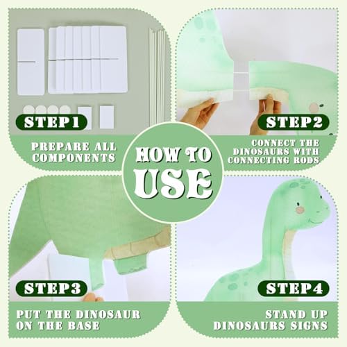 4 Pcs Large Dinosaur Cutouts Cardboard Baby Shower Decor - Image 5