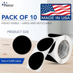 Perco Black Perforated Round Circle Dot Sticker 3-Inch Labels — 10 Rolls, 5,000 Stickers - Bold Signage, Logo Stickers, Warning & Instruction Labels, Strong Adhesive - Made in USA - Image 2