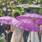 Koyal Wholesale 32" Royal Purple Paper Parasol Umbrella 4 Pack, Large Paper Umbrella Bulk, Paper Parasol Wedding Umbrellas, Royal Purple Parasol Umbrella Bridal Party Decor Photo Props, Sun Parasols - Image 2